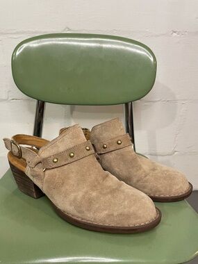 Born Taupe Suede Slingback Mules with Stud Accent